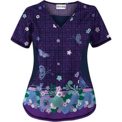 UA Butterfly Chic Grape Scrub Top