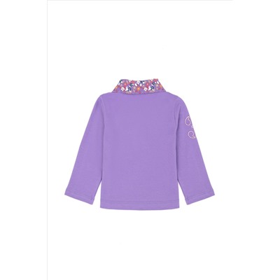 Kız Çocuk Lila Basic Polo Yaka Sweatshirt