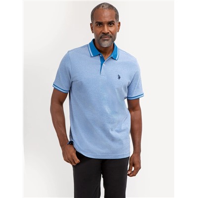 BIRDSEYE CONTRAST COLLAR POLO SHIRT