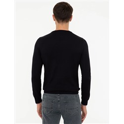 Lacivert Slim Fit Bisiklet Yaka Basic Triko Kazak