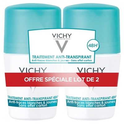 Vichy Deodorant Anti-Transpirant 48h Anti-Flecken Roll-On Pack von 2 x 50 ml