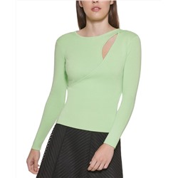 DKNY Cutout Crossover Ribbed Top