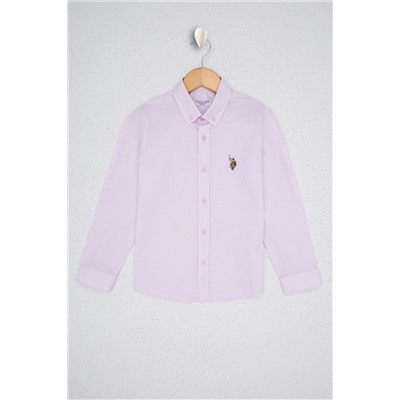 Erkek Çocuk Açık Pembe Uzun Kollu Basic Gömlek