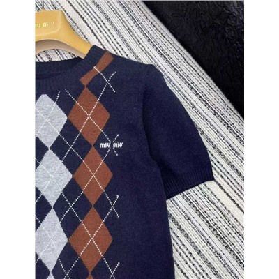 Трикотажный пуловер с коротким рукавом  🩷  Экспорт MI*U MI*U