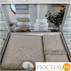 Т01211/04 Набор полотенец Pupilla BERNINI хлопок (3 шт) (30*50,50*90,70*140) бежевый с вышивкой мод 2