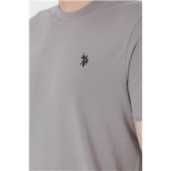 Erkek Regular Fit Bisiklet Yaka Koyu Gri Basic Tişört
