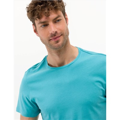 Mavi Slim Fit Baskılı Bisiklet Yaka Tişört