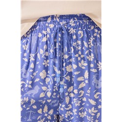 Pantalón largo estampado flores azul