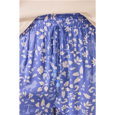Pantalón largo estampado flores azul