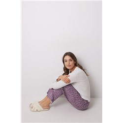 Pantalón largo print geométrico morado