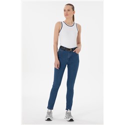 Kadın Mavi Toothpick Fit Jean Pantolon