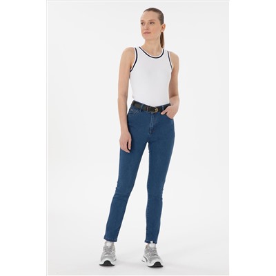 Kadın Mavi Toothpick Fit Jean Pantolon