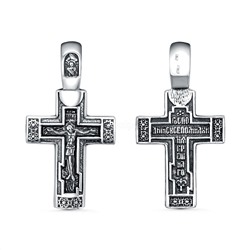 Крест из чернёного серебра - 3,8 см 925 пробы 2-360ч