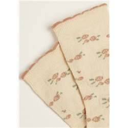 Kurze Mädchensocken mit Blumenmuster Eco