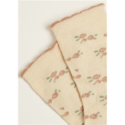 Kurze Mädchensocken mit Blumenmuster Eco