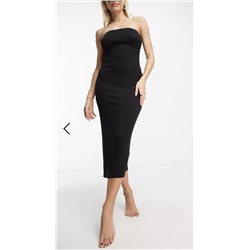 ASOS DESIGN Fuller Bust rib bandeau maxi beach dress in black