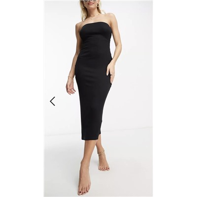 ASOS DESIGN Fuller Bust rib bandeau maxi beach dress in black