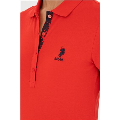 Kadın Kırmızı Basic Polo Yaka Tişört