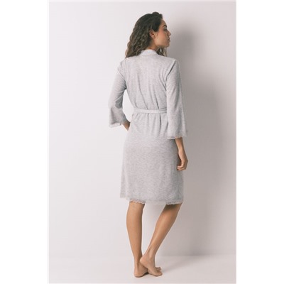 Bata larga "maternity" pointelle gris oscuro