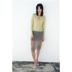 FALDA MIDI PUNTO COMBINADO SEMITRANSPARENTE