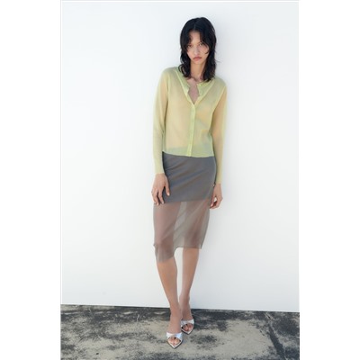 FALDA MIDI PUNTO COMBINADO SEMITRANSPARENTE