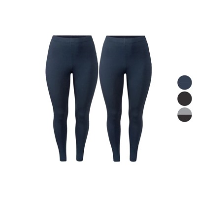 ESMARA® Damen Leggings, 2 Stück, mit normaler Leibhöhe
