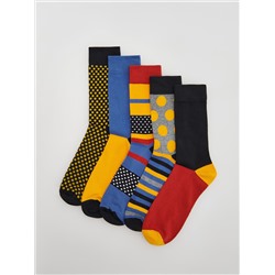 Gemusterte Socken, 5er-Pack