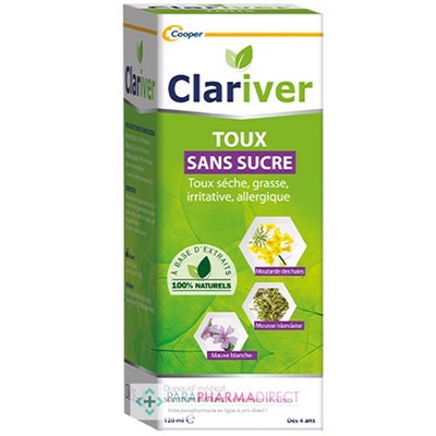 Clariver Toux Sans Sucre - Arome Baies Sauvages - Sirop 120 ml