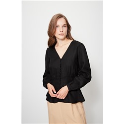 Camisa de lino Negro