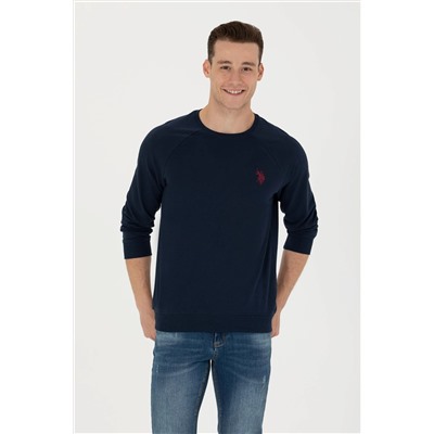 Erkek Lacivert Bisiklet Yaka Basic Sweatshirt
