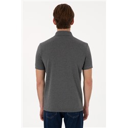 Erkek Slim Fit Polo Yaka Antrasit Melanj Basic Tişört