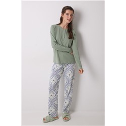 Pijama largo 100% algodón estampado pañuelo