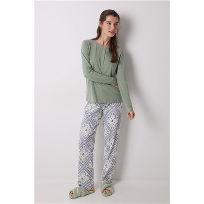 Pijama largo 100% algodón estampado pañuelo