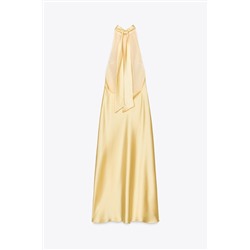 SATIN HALTER MIDI DRESS