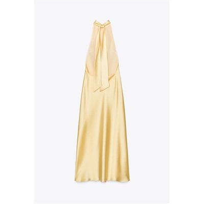 SATIN HALTER MIDI DRESS