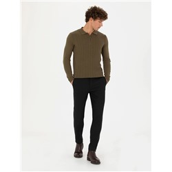 Siyah Slim Fit Kanvas Pantolon