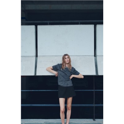 FADED-EFFECT T-SHIRT WITH RHINESTONES