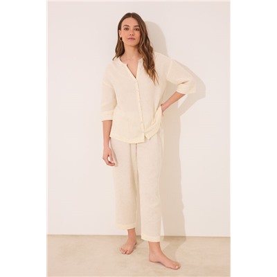 Pijama camisero muselina 100% algodón blanco
