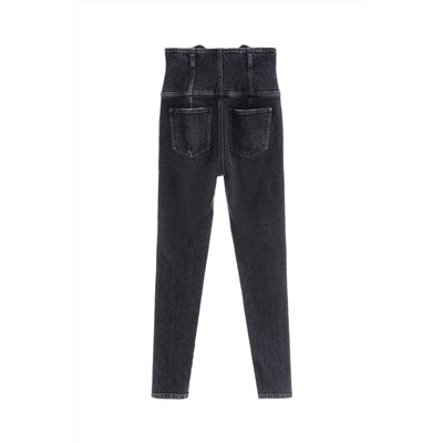Vaquero skinny fit de tiro alto Negro