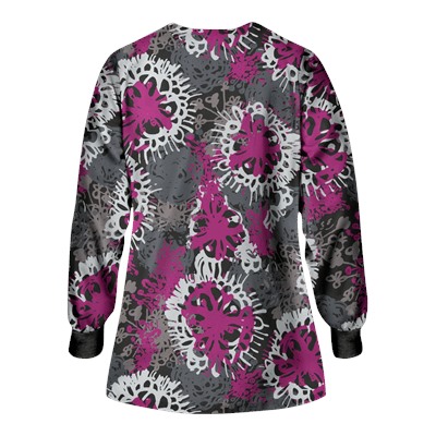 UA Splash of Flowers Black Print Scrub Jacket