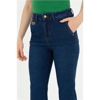 Kadın Mavi Slim Flare Fit Jean Pantolon
