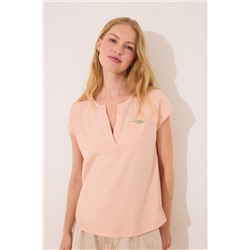 Pijama manga corta  algodón cuadros naranja