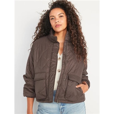 Packable Oversized Water-Resistant Quilted Jacket for Women