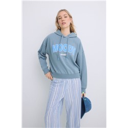 Sudadera capucha felpa algodón gris