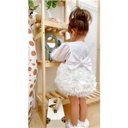 penu baby kids Beyaz Tütülü Uzun Kol Kız Bebek Elbise - Princess TÜTÜUZUN
