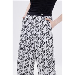 Pantalón palazzo de seda de tiro alto Blanco
