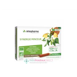 ArkoPharma ArkoFluides - Synergie Minceur - Brûleur de Graisses Élimination Satiété - BIO 20 ampoules