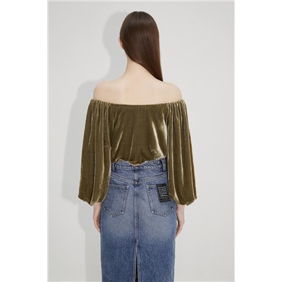 Blusa de terciopelo Caqui