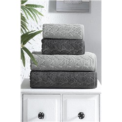 Mürdüm Home 4'lü Banyo Havlu Seti Hamam Takımı 100% Pamuk HS-SARMASIK