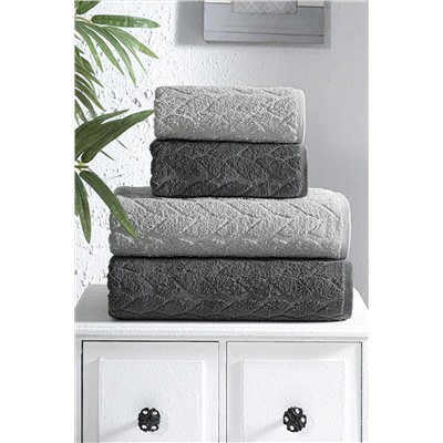 Mürdüm Home 4'lü Banyo Havlu Seti Hamam Takımı 100% Pamuk HS-SARMASIK